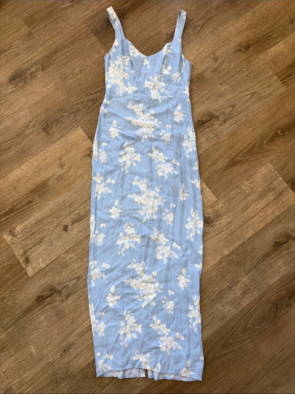 Reformation Reverie Dress Pale Blue Floral Blooms Maxi - Picture 10 of 16